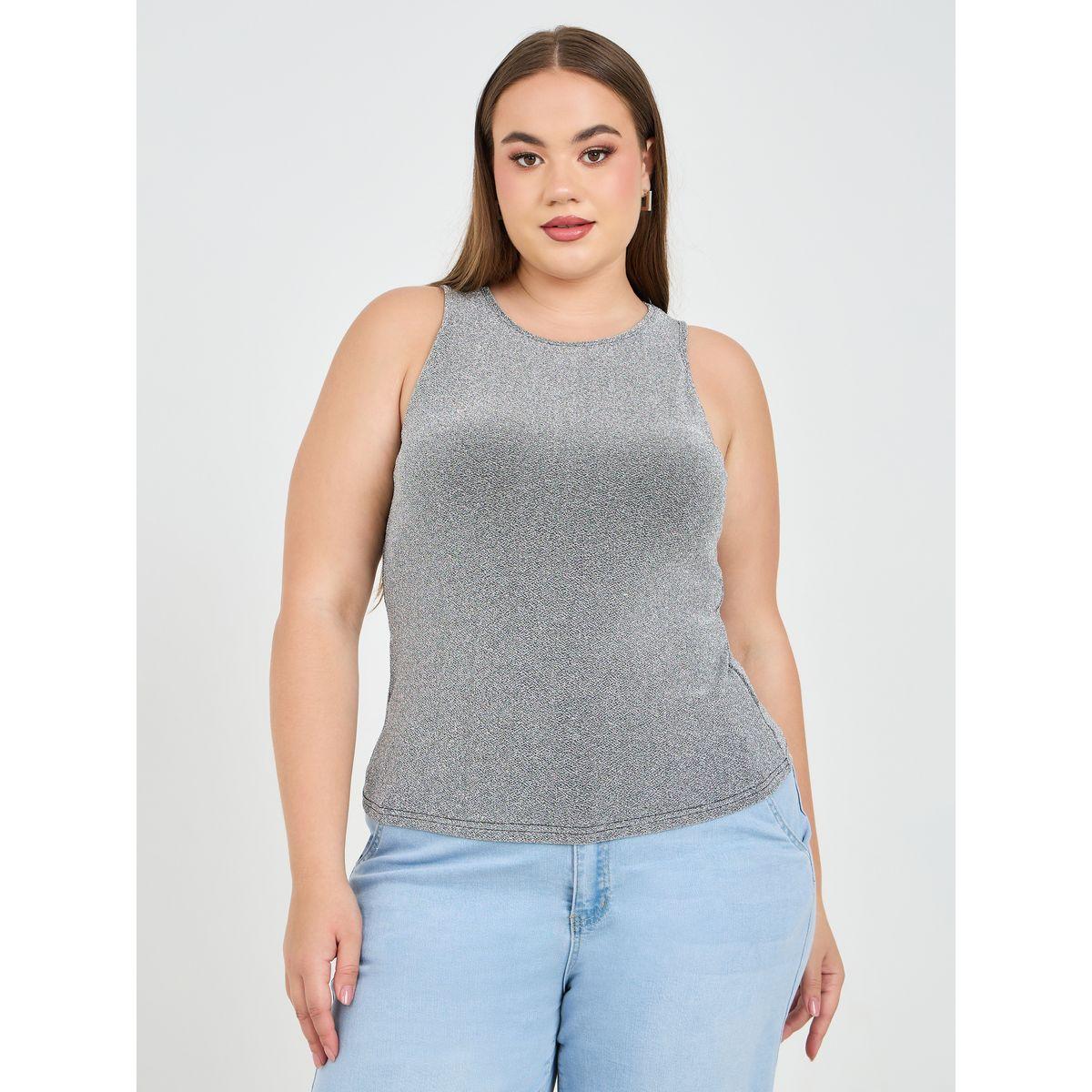 Styli Plus Lurex Sleeveless Fitted Tank-women-clothing-tshirts-image-2