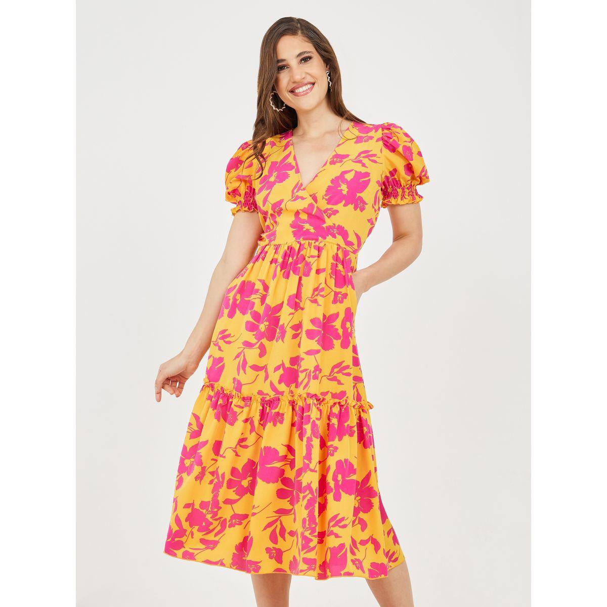 فستان ميدي بطبعة زهور وتفاصيل جيب-women-clothing-dresses-image-1