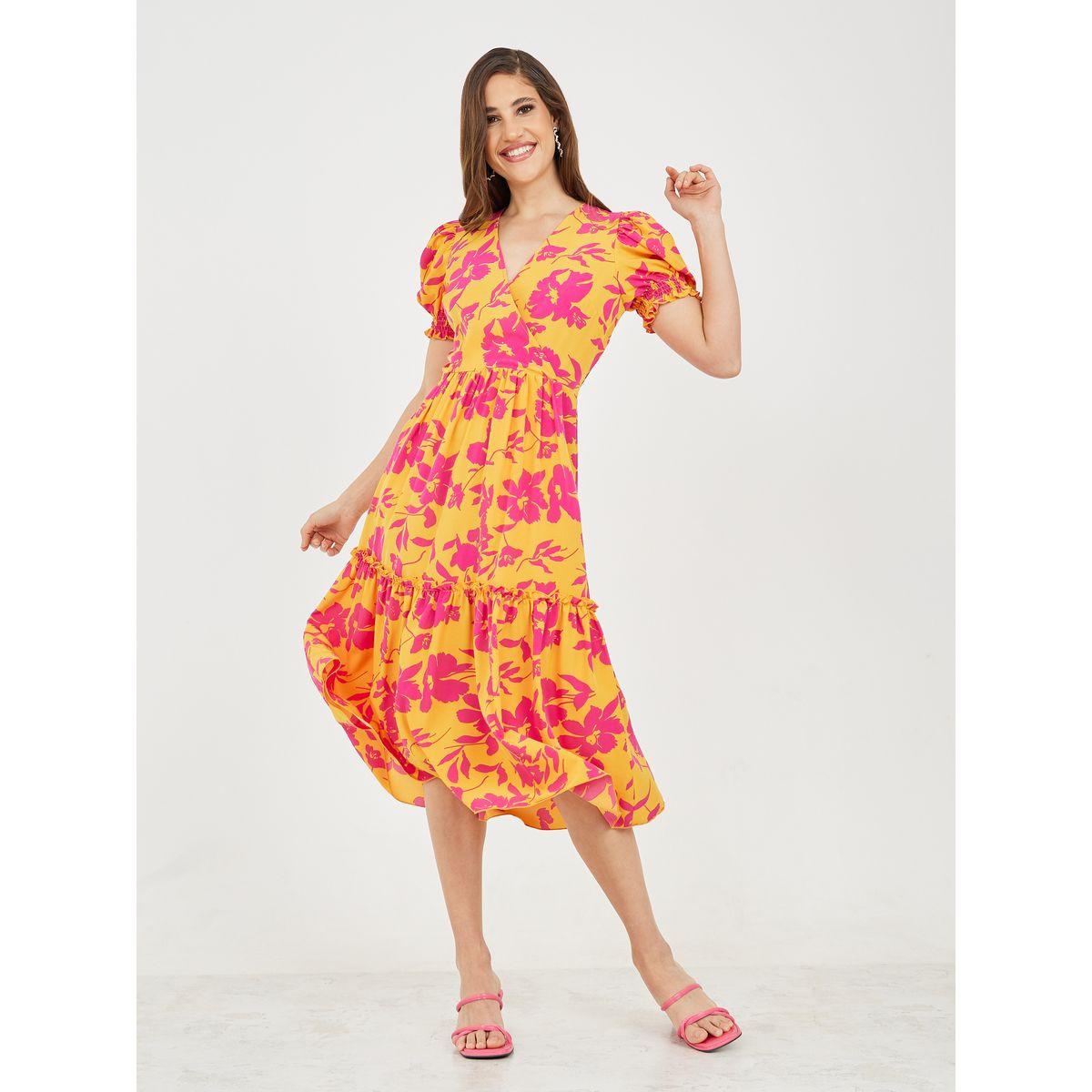 فستان ميدي بطبعة زهور وتفاصيل جيب-women-clothing-dresses-image-2