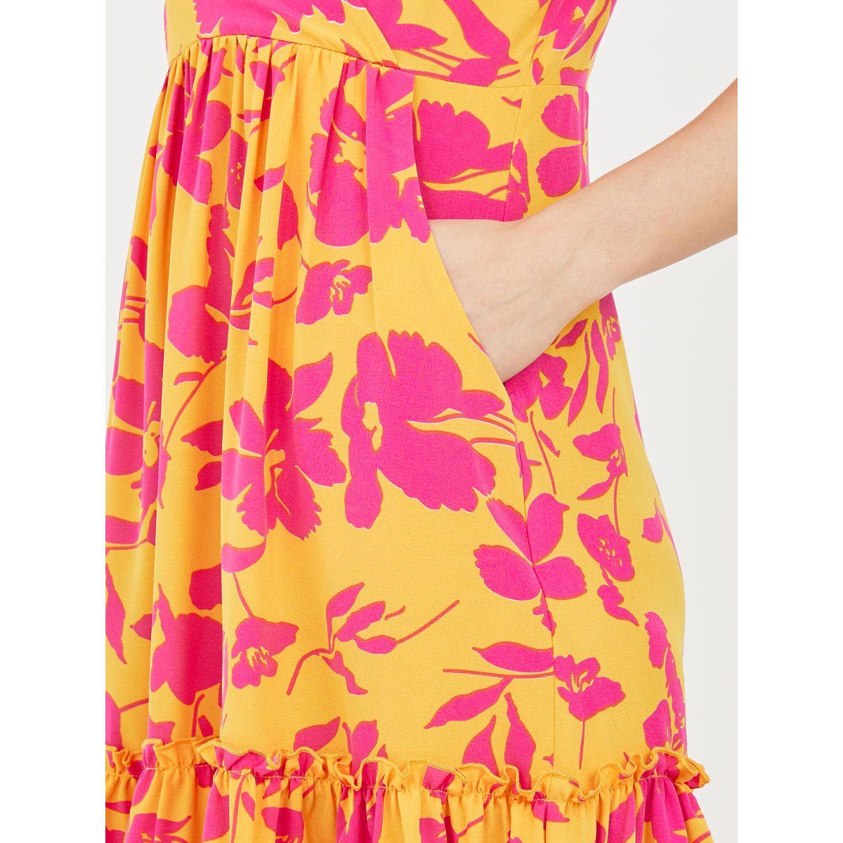 فستان ميدي بطبعة زهور وتفاصيل جيب-women-clothing-dresses-image-3