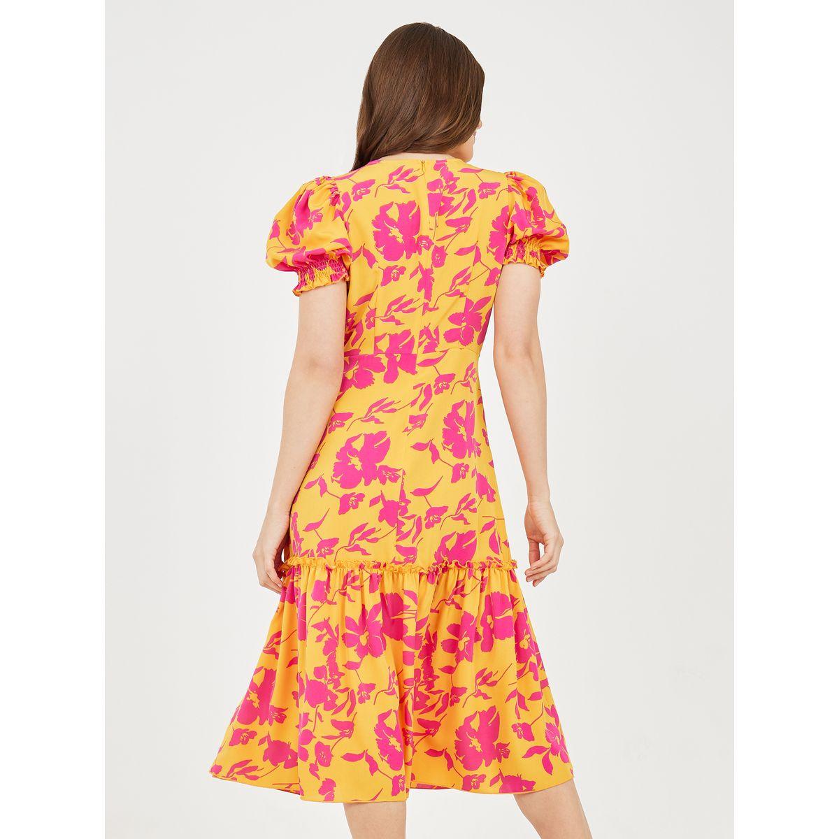 فستان ميدي بطبعة زهور وتفاصيل جيب-women-clothing-dresses-image-4