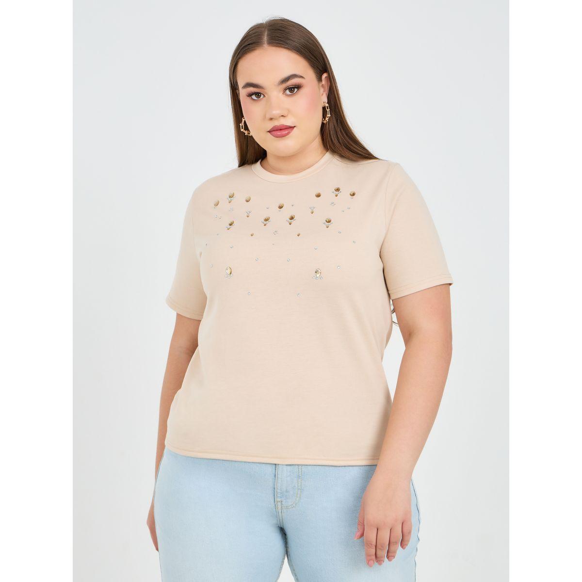 تيشيرت بمقاس كبير واكمام قصيرة-women-clothing-tshirts-image-1