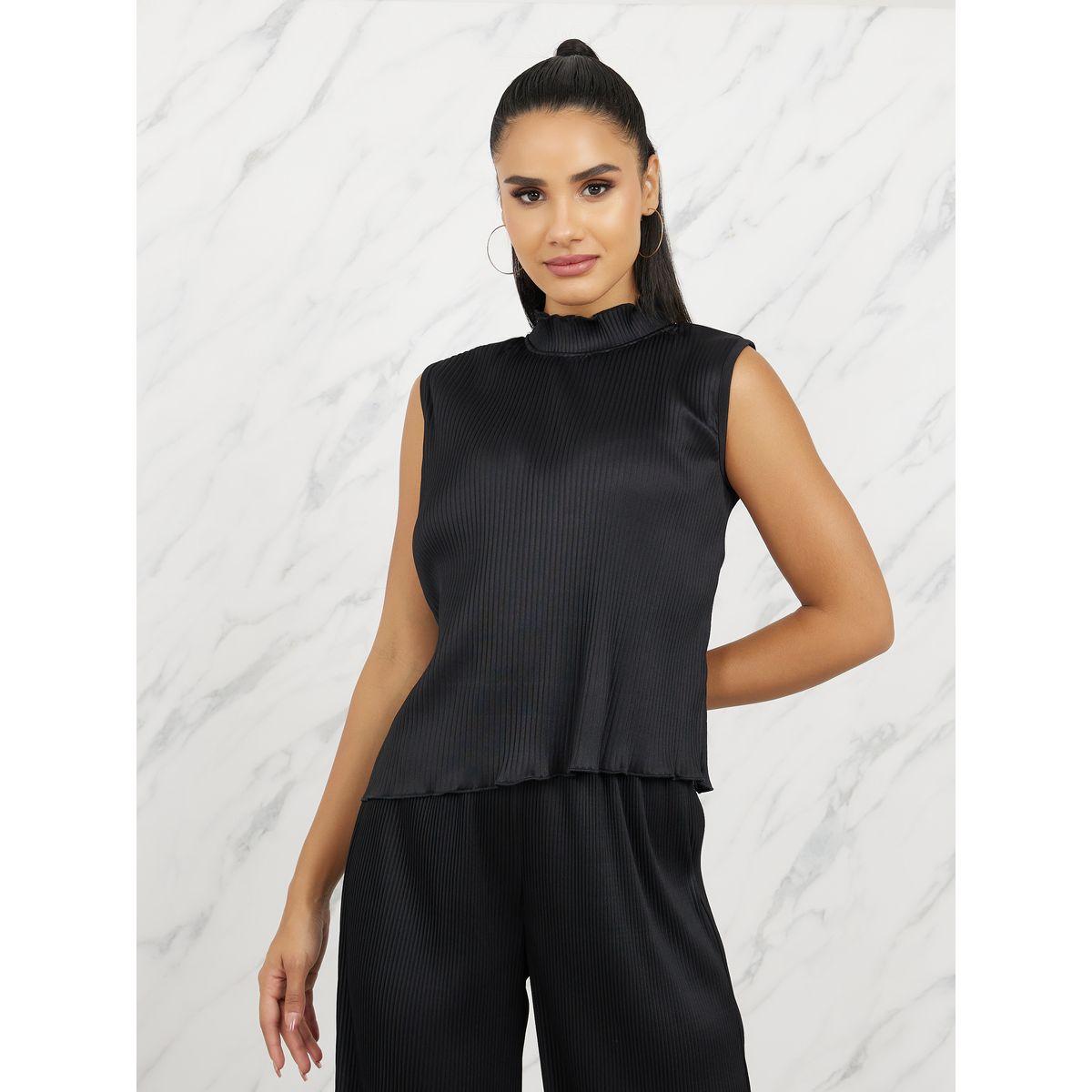 مجموعة من بنطال واسع مع بلوزة بليسيه-women-clothing-coordsets-image-2