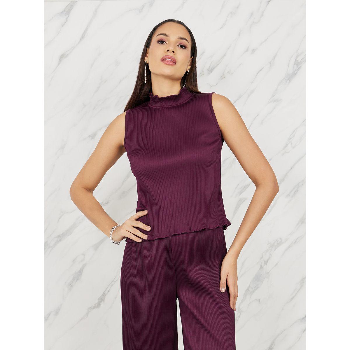 مجموعة من بنطال بارجل مستقيمة مع بلوزة بليسيه-women-clothing-coordsets-image-2