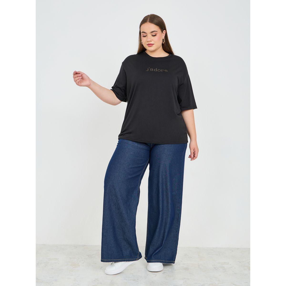 تيشيرت واسع بمقاس كبير واكمام قصيرة-women-clothing-tshirts-image-2