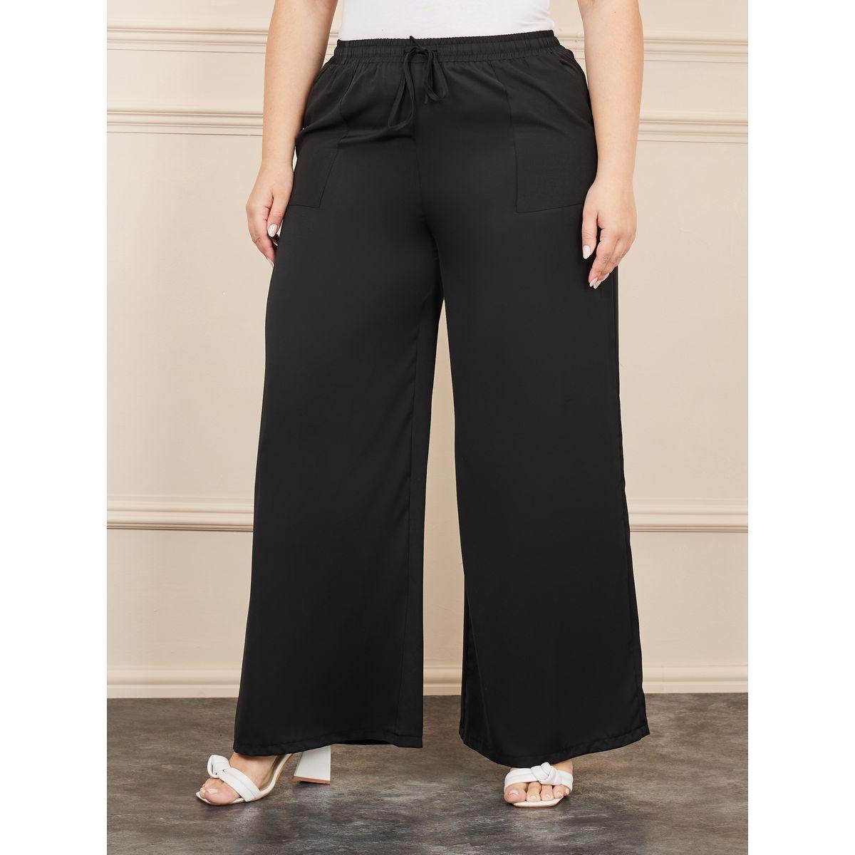 بنطال ساتان بمقاس كبير وقصة أرجل مستقيمة-women-clothing-bottoms-trousers-image-1
