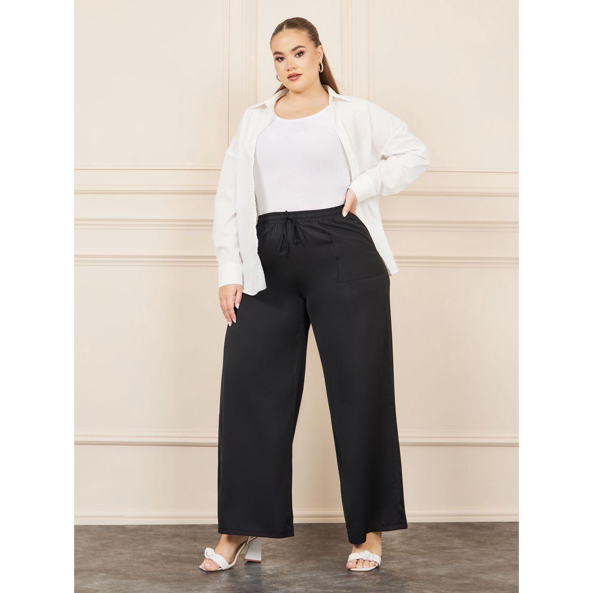 Styli Plus Satin Pocket Detail Straight Fit Pant-women-clothing-bottoms-trousers-image-2