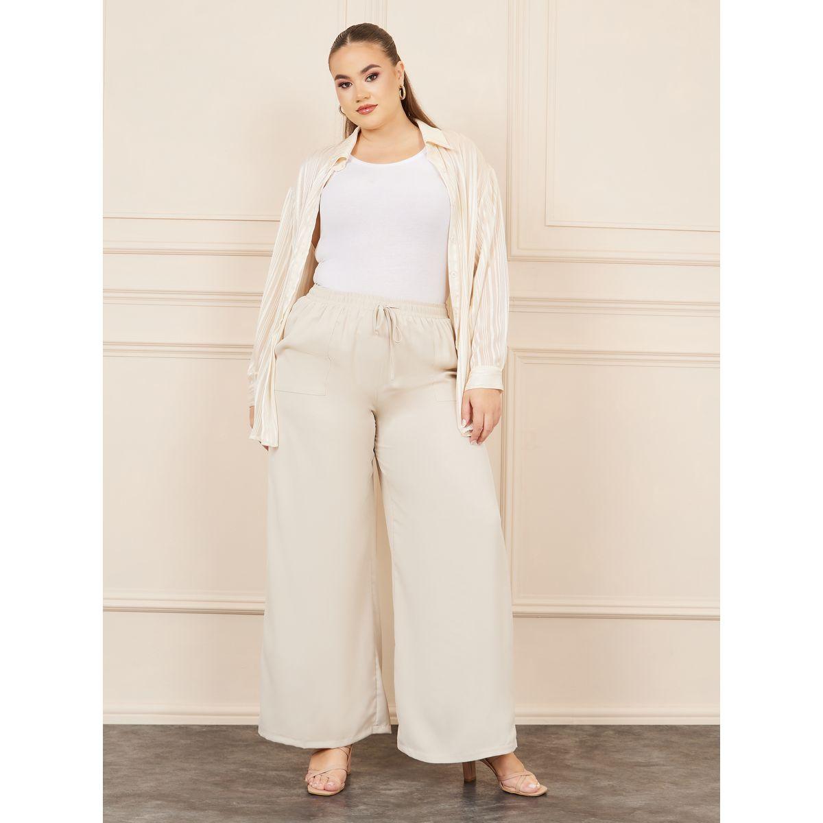 بنطال ساتان بمقاس كبير وقصة أرجل مستقيمة-women-clothing-bottoms-trousers-image-2