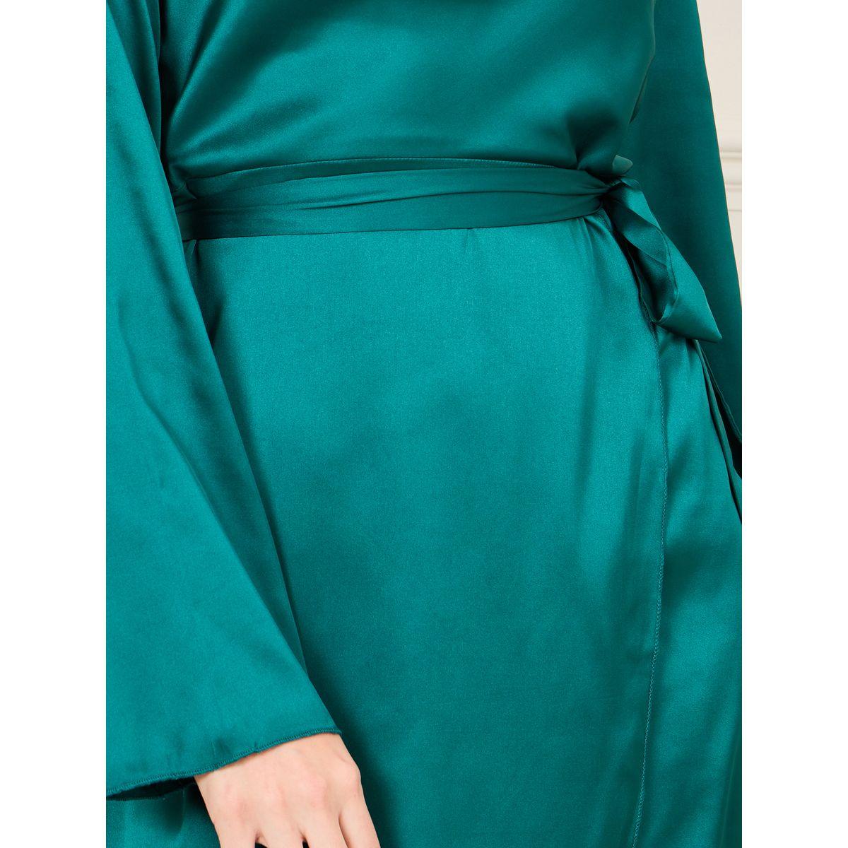 فستان ساتان ميدي بياقة عالية ورباط خصر-women-clothing-dresses-image-3