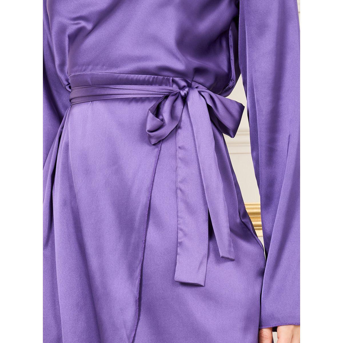 فستان ساتان ميدي بياقة عالية ورباط خصر-women-clothing-dresses-image-3