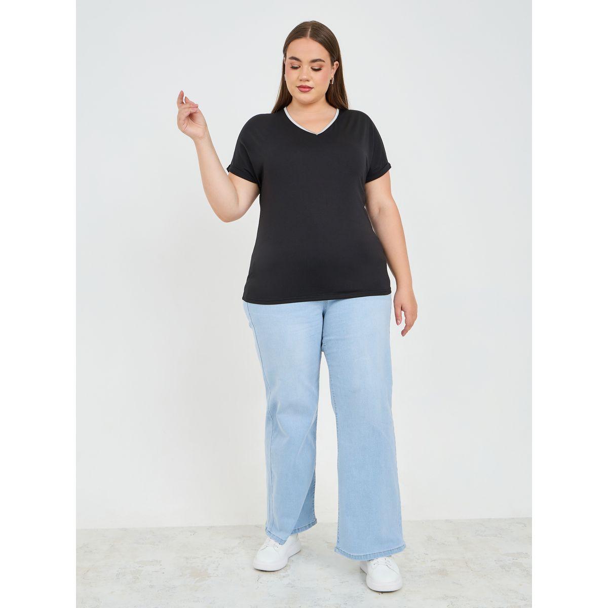 تيشيرت بمقاس كبير وقصة عادية-women-clothing-tshirts-image-2