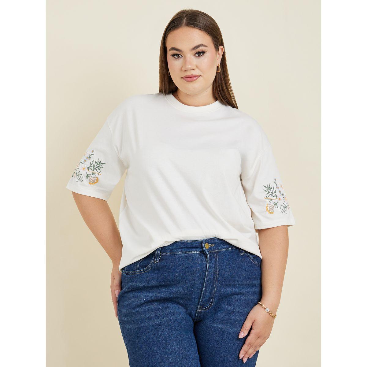 Styli Plus Embroidered Round Neck Oversized T-Shirt-women-clothing-tshirts-image-2