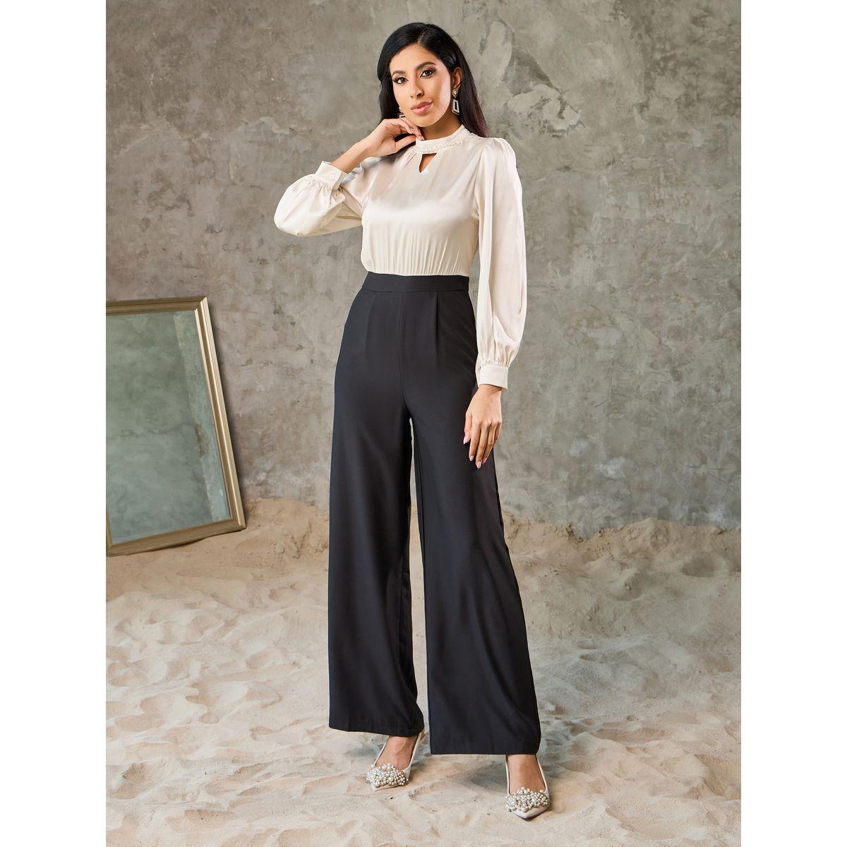 Styli Satin Key Hole Neck Wide Leg Jumpsuit-women-clothing-jumpsuits-image-1