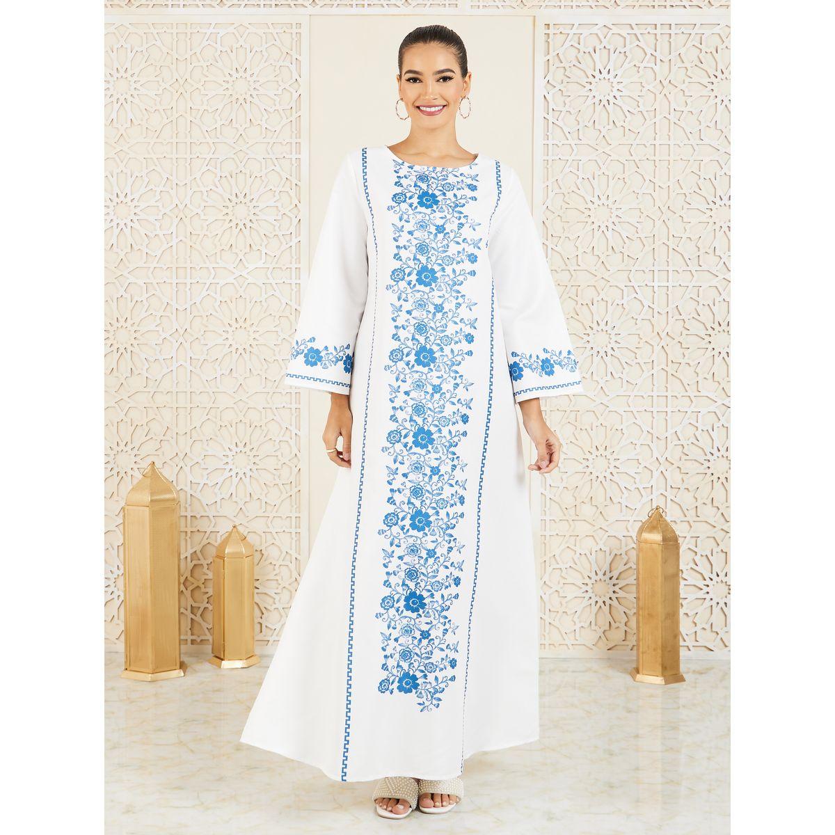جلابية مطبعة بطبعة زهور-women-arabicclothing-jalabiyas-image-3