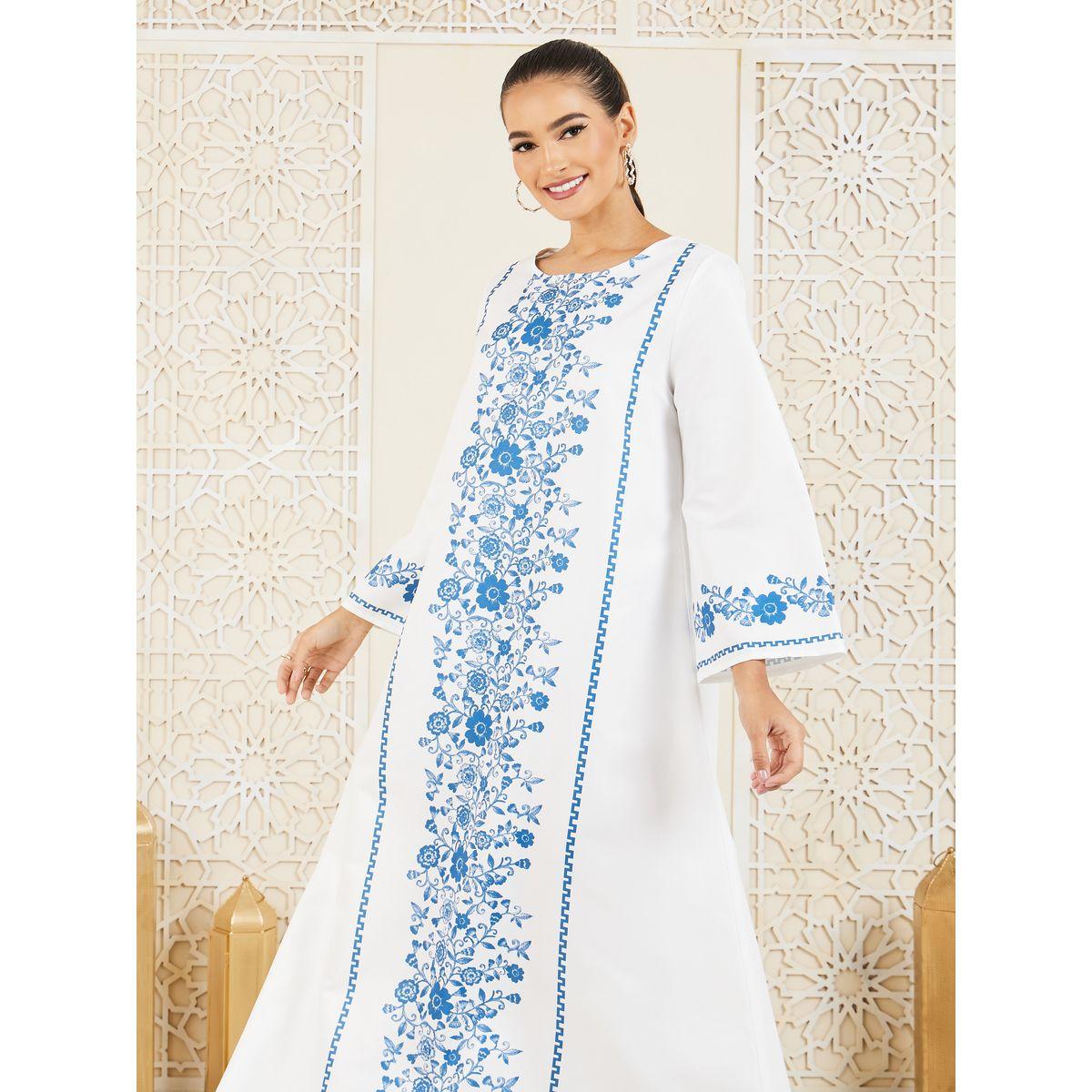 Styli Floral Panel Print Jalabiya-women-arabicclothing-jalabiyas-image-4