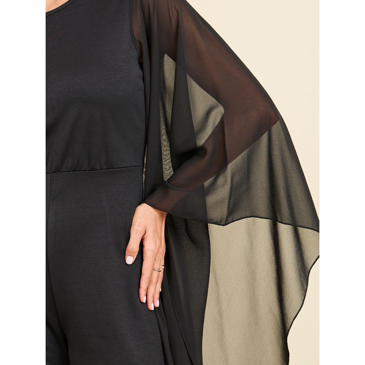 Styli Solid Cape Sleeves Straight Leg Knit Jumpsuit-women-clothing-jumpsuits-image-3
