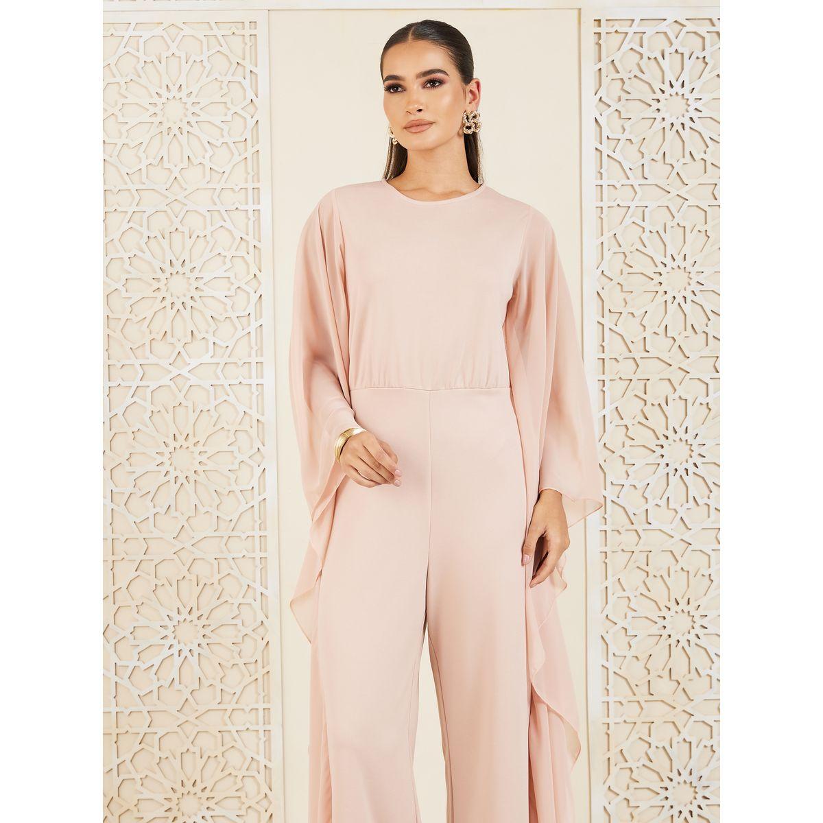 جمبسوت محبوك بأرجل مستقيمة واكمام كيب-women-clothing-jumpsuits-image-2