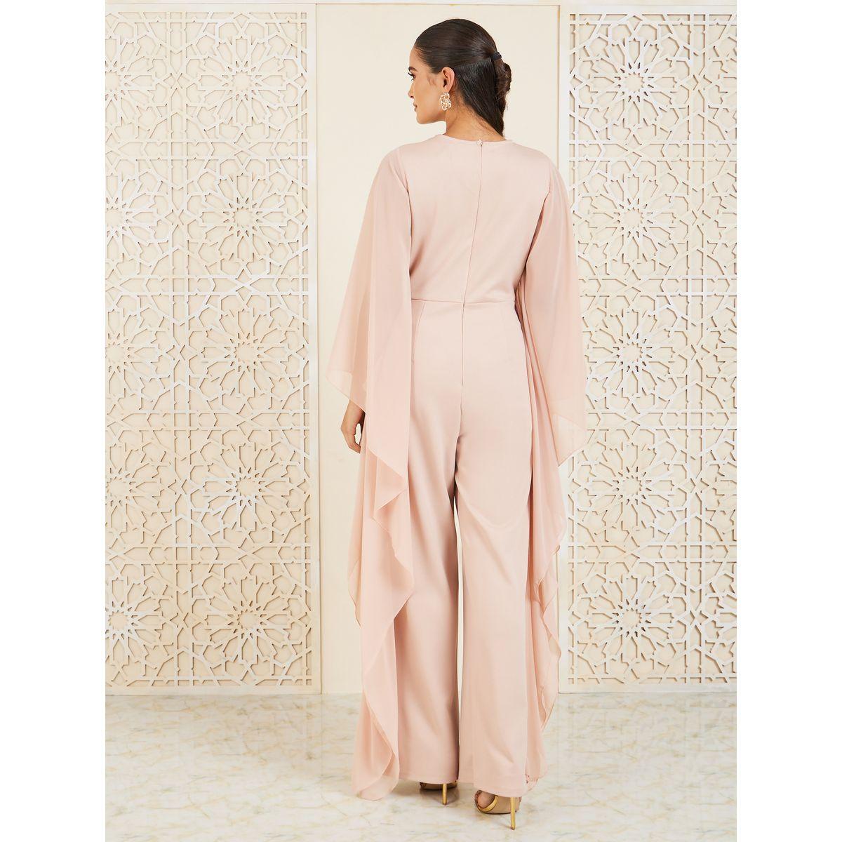 جمبسوت محبوك بأرجل مستقيمة واكمام كيب-women-clothing-jumpsuits-image-4