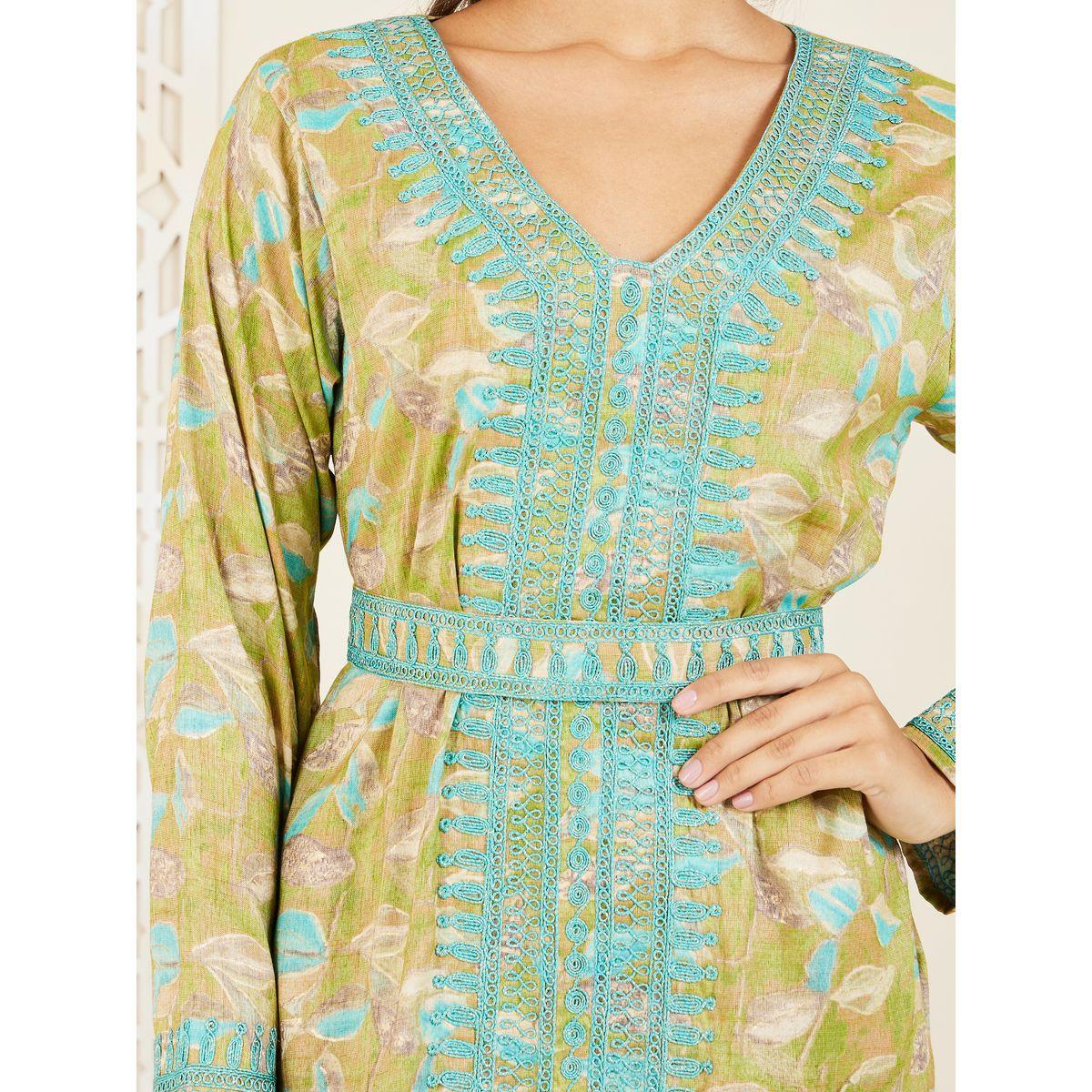 Styli Embroidered Printed Jalabiya with Waist Belt-women-arabicclothing-jalabiyas-image-3
