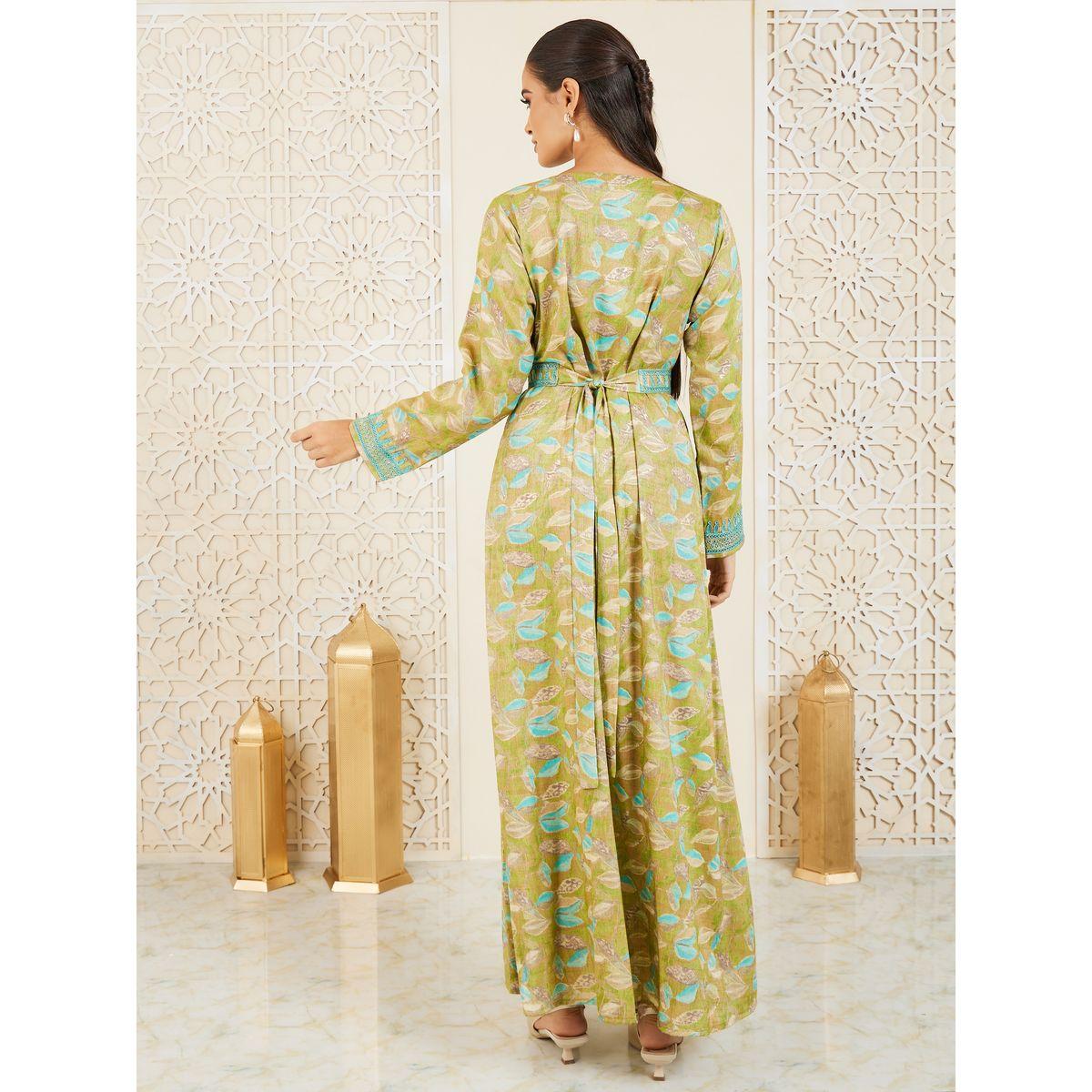 Styli Embroidered Printed Jalabiya with Waist Belt-women-arabicclothing-jalabiyas-image-4