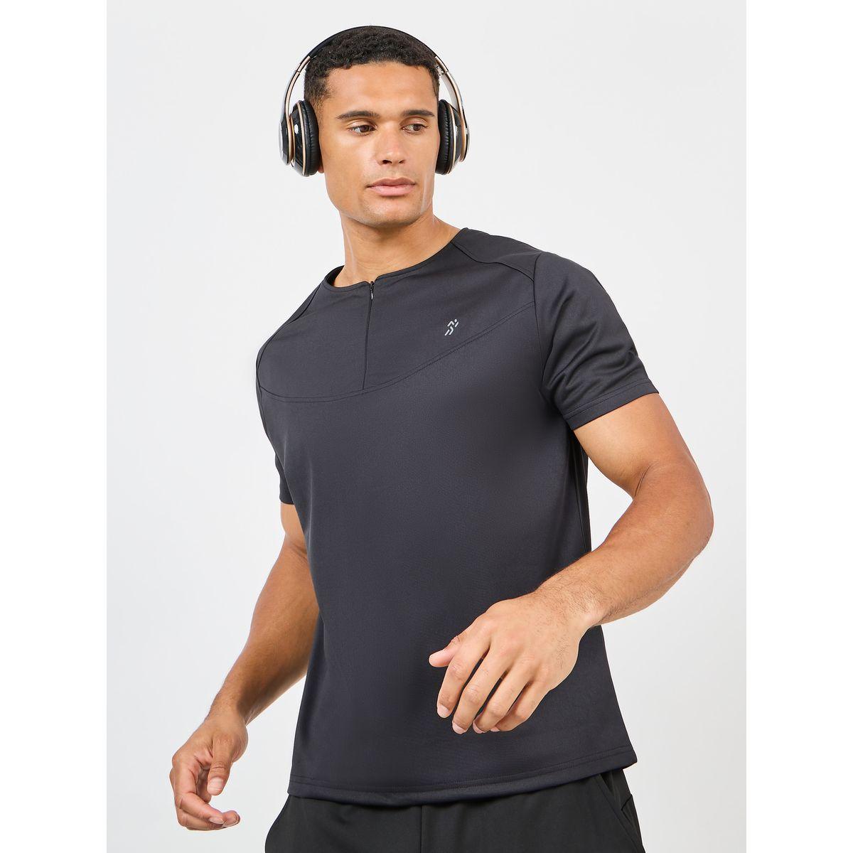 Styli Active Ultra Soft Micro Poly Front Zip Panel Detail Active T-shirt-men-clothing-sportswearandactivewear-tshirtsandpolos-image-1