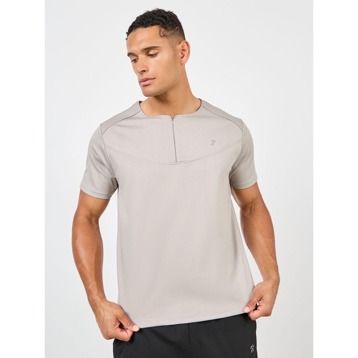 Styli Active Ultra Soft Micro Poly Front Zip Panel Detail Active T-shirt-men-clothing-sportswearandactivewear-tshirtsandpolos-image-1