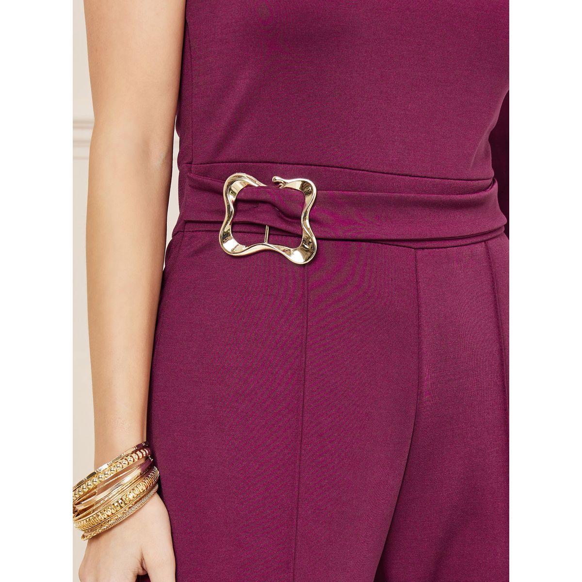 Styli One Shoulder Neck Wide Leg Knit Jumpsuit with Metal Buckle Detail-women-clothing-jumpsuits-image-3