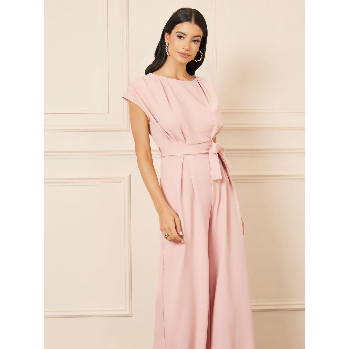 Styli Bow Pleat Cap Sleeve Wide Leg Knit Jumpsuit with Self Tie Up-women-clothing-jumpsuits-image-2