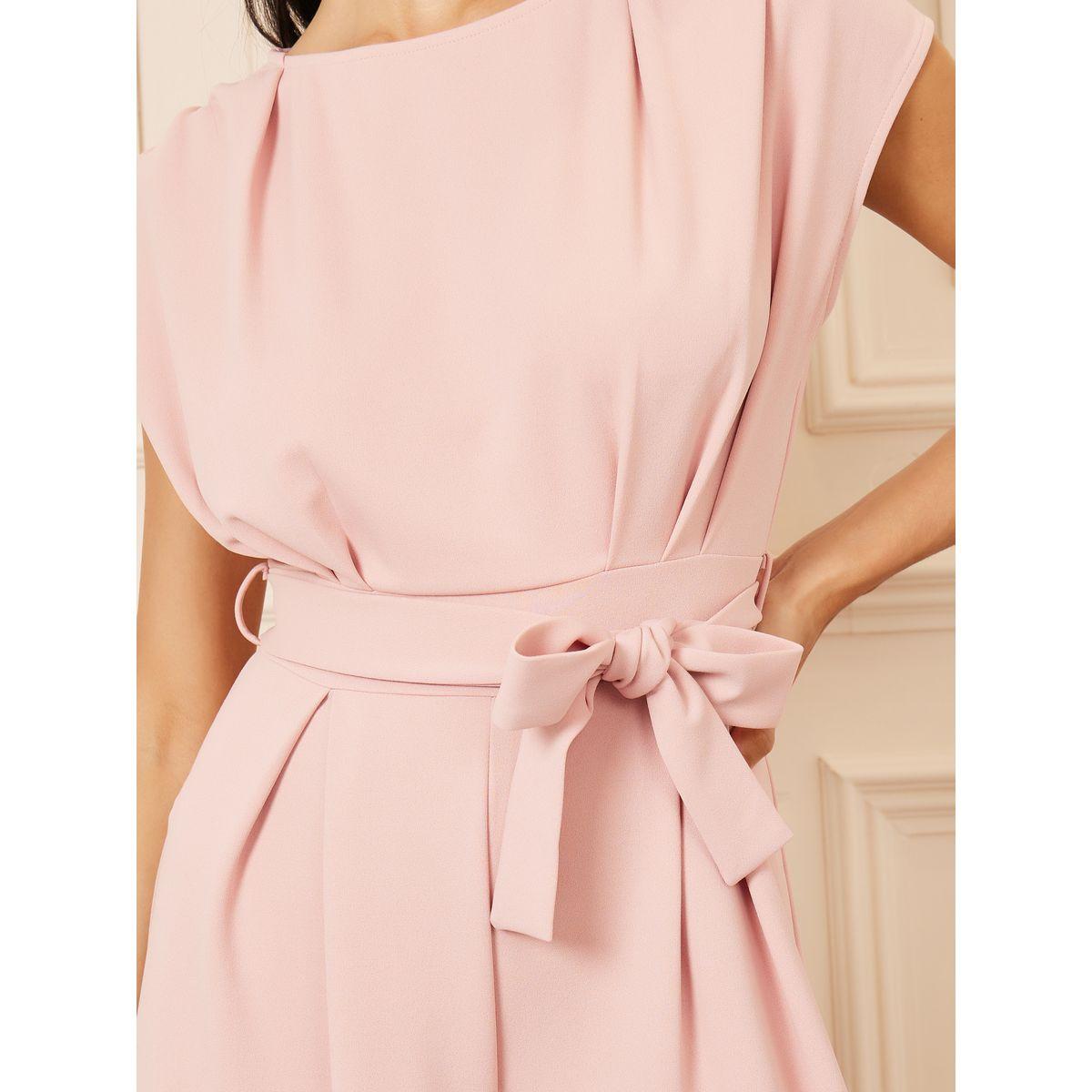 Styli Bow Pleat Cap Sleeve Wide Leg Knit Jumpsuit with Self Tie Up-women-clothing-jumpsuits-image-3