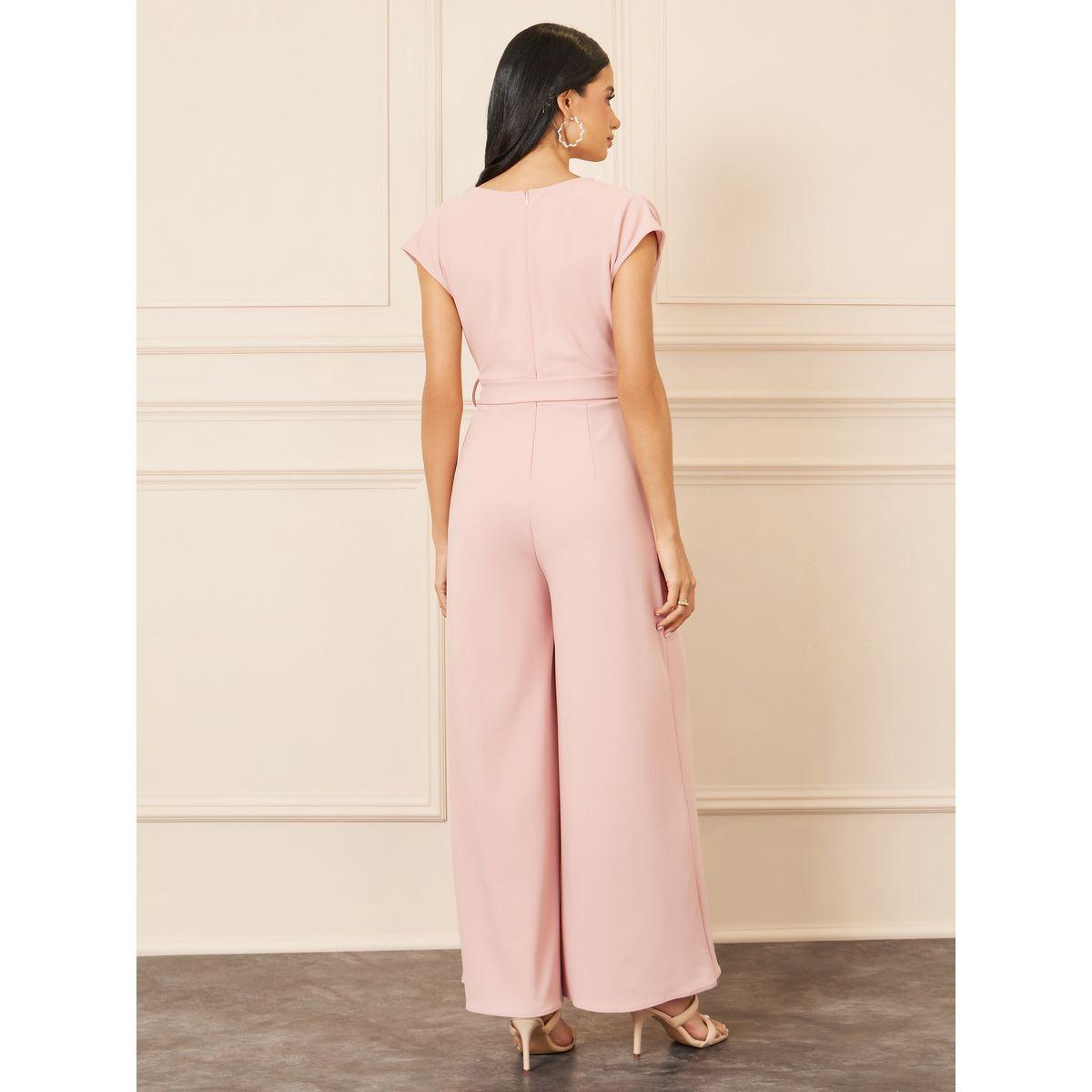 Styli Bow Pleat Cap Sleeve Wide Leg Knit Jumpsuit with Self Tie Up-women-clothing-jumpsuits-image-4