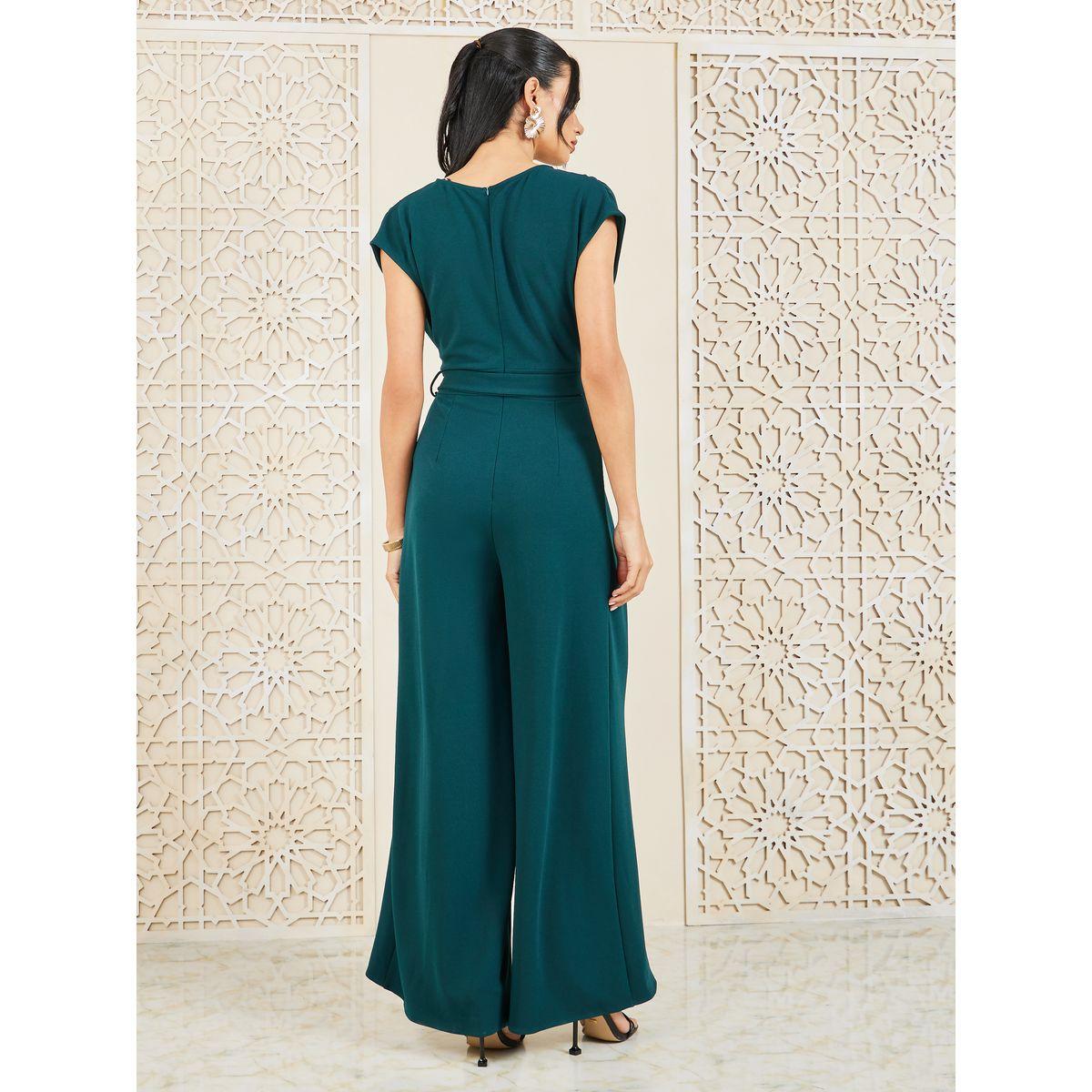 Styli Raglan Sleeves Box Pleated Wide Leg Knit Jumpsuit with Self Tie Up-women-clothing-jumpsuits-image-4
