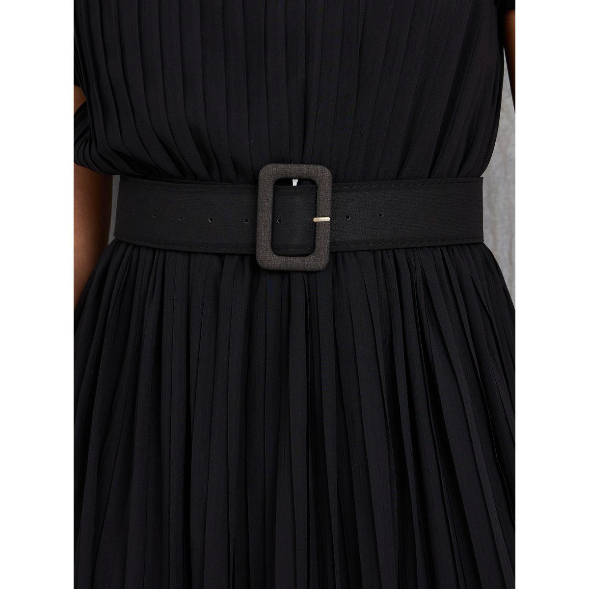 فستان ميدي بكسرات وحزام خصر-women-clothing-dresses-image-3