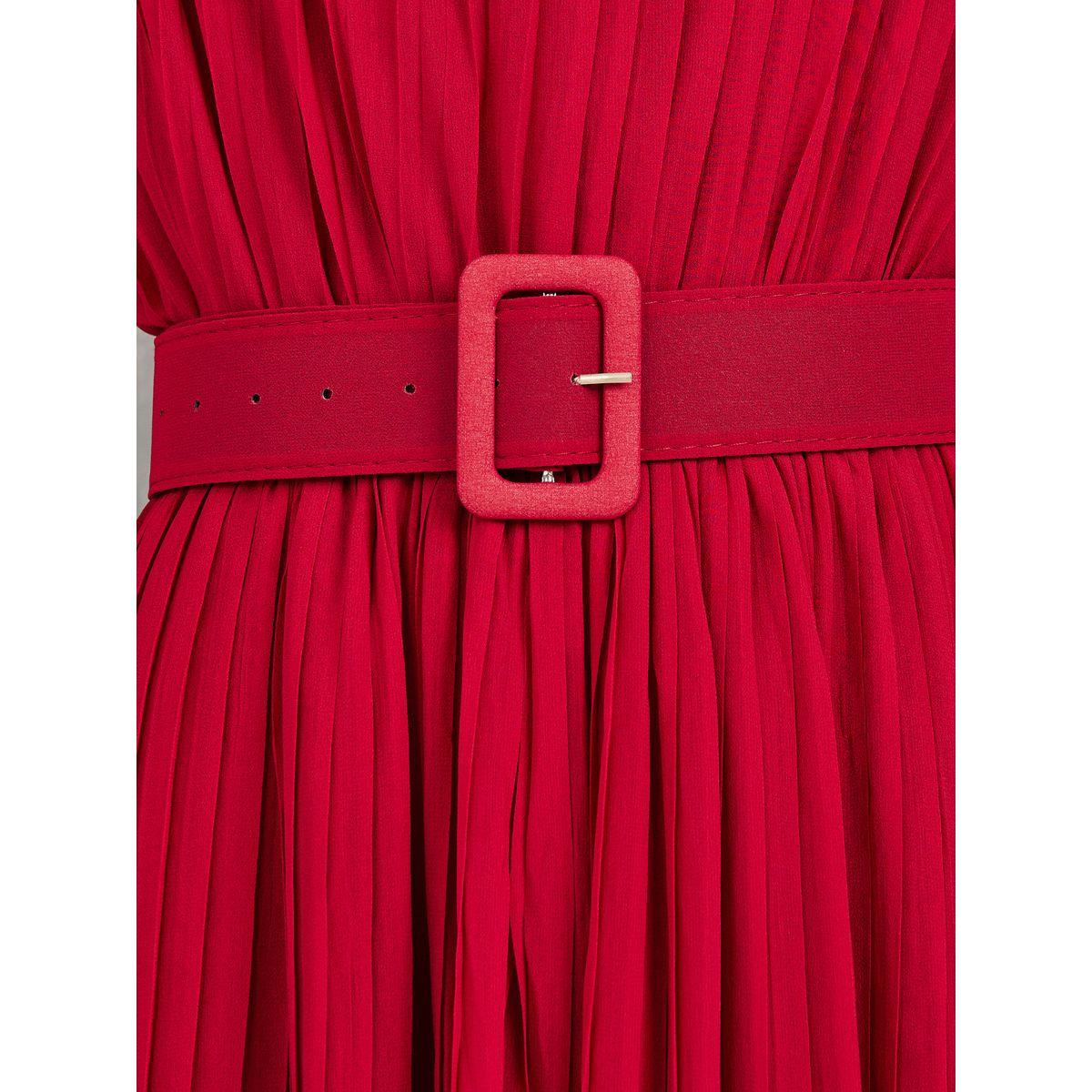 Styli High Neck Pleated Midi Dress with Belt-women-clothing-dresses-image-3