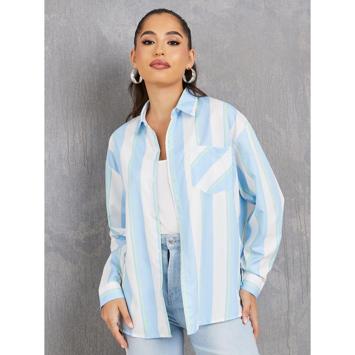 Styli Striped Shirt with Pocket Detail-women-clothing-shirtsandblouses-shirts-image-1