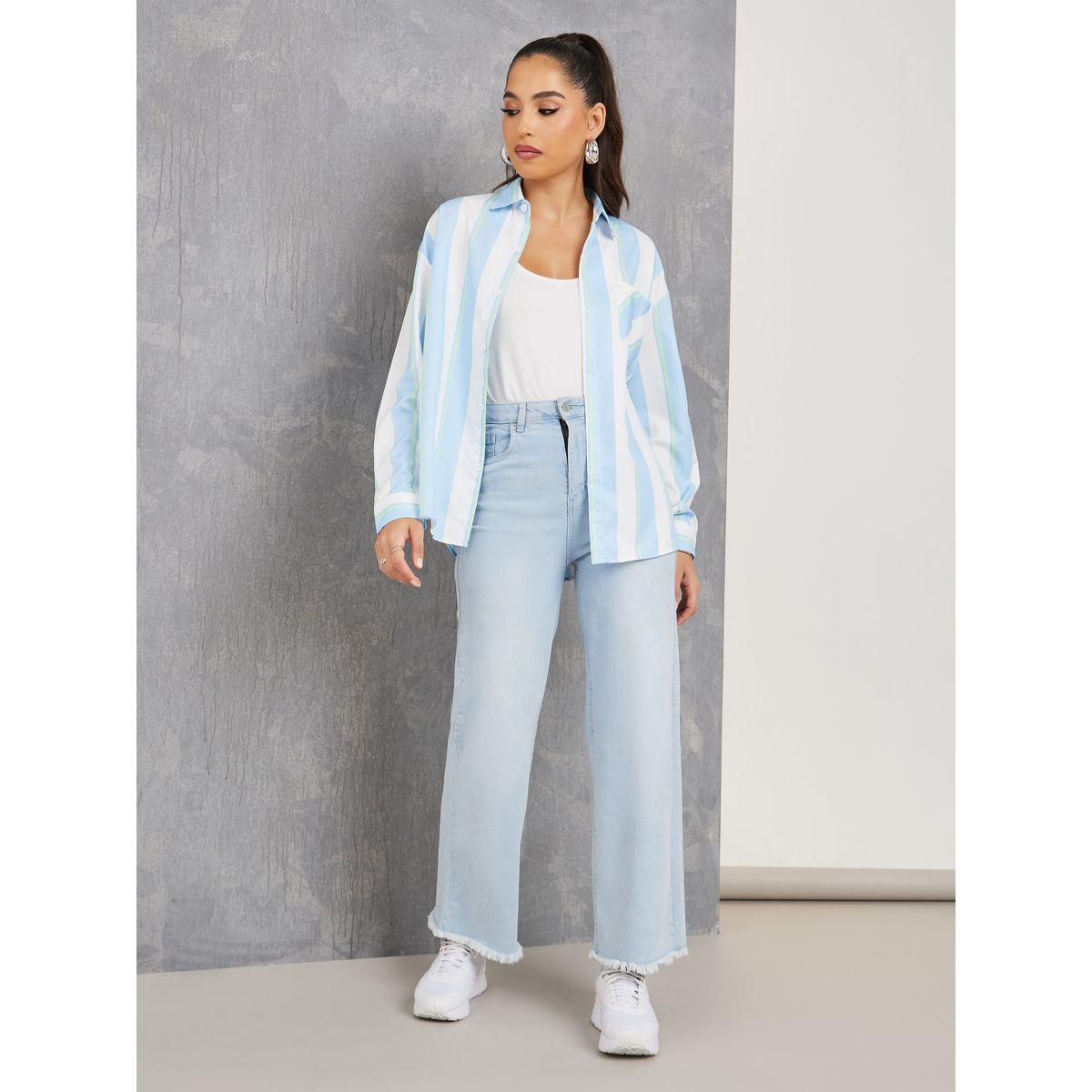 Styli Striped Shirt with Pocket Detail-women-clothing-shirtsandblouses-shirts-image-2