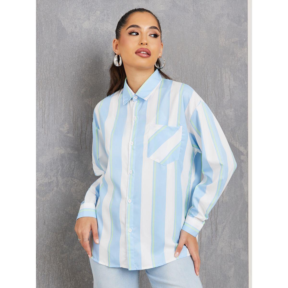 Styli Striped Shirt with Pocket Detail-women-clothing-shirtsandblouses-shirts-image-3
