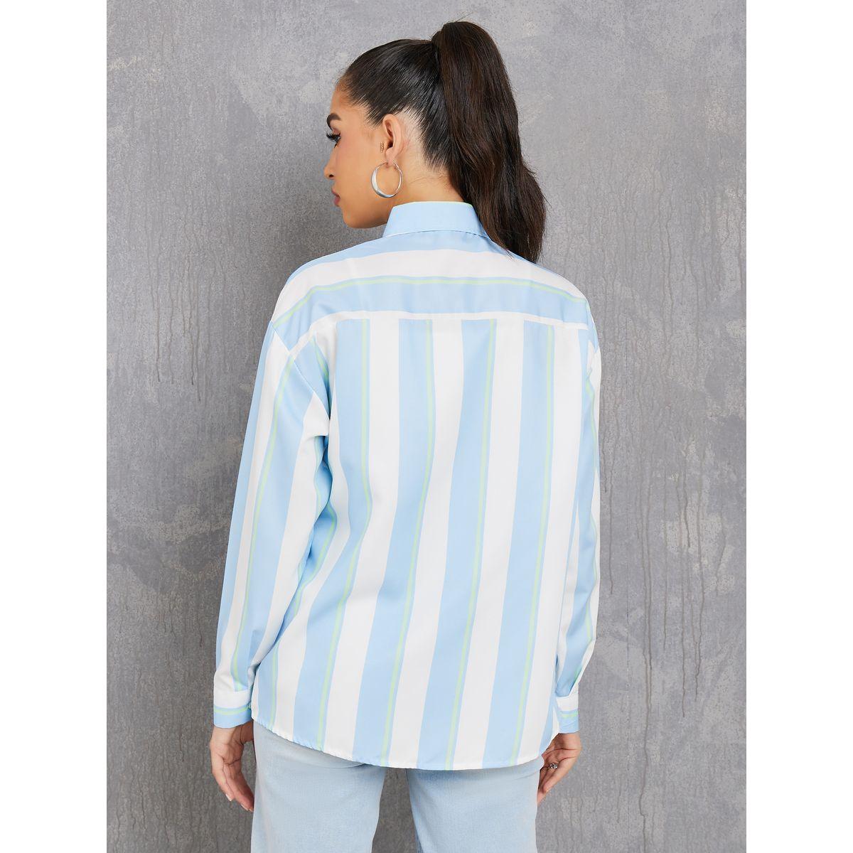 Styli Striped Shirt with Pocket Detail-women-clothing-shirtsandblouses-shirts-image-5