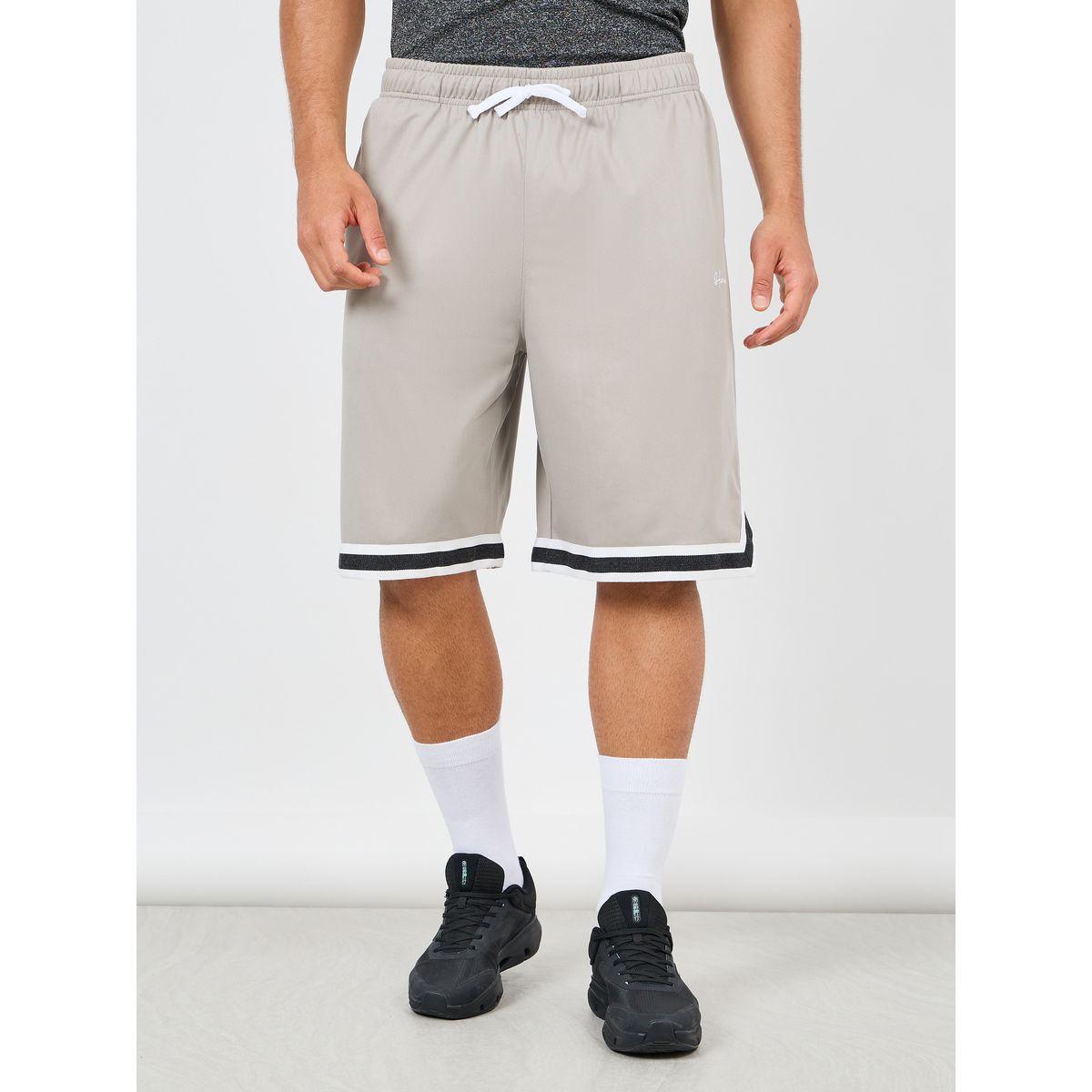 Styli Active Ultra Soft Micro Poly Basketball Shorts with Contrast Tape Hem Detail-sports-men-clothing-bottoms-image-1