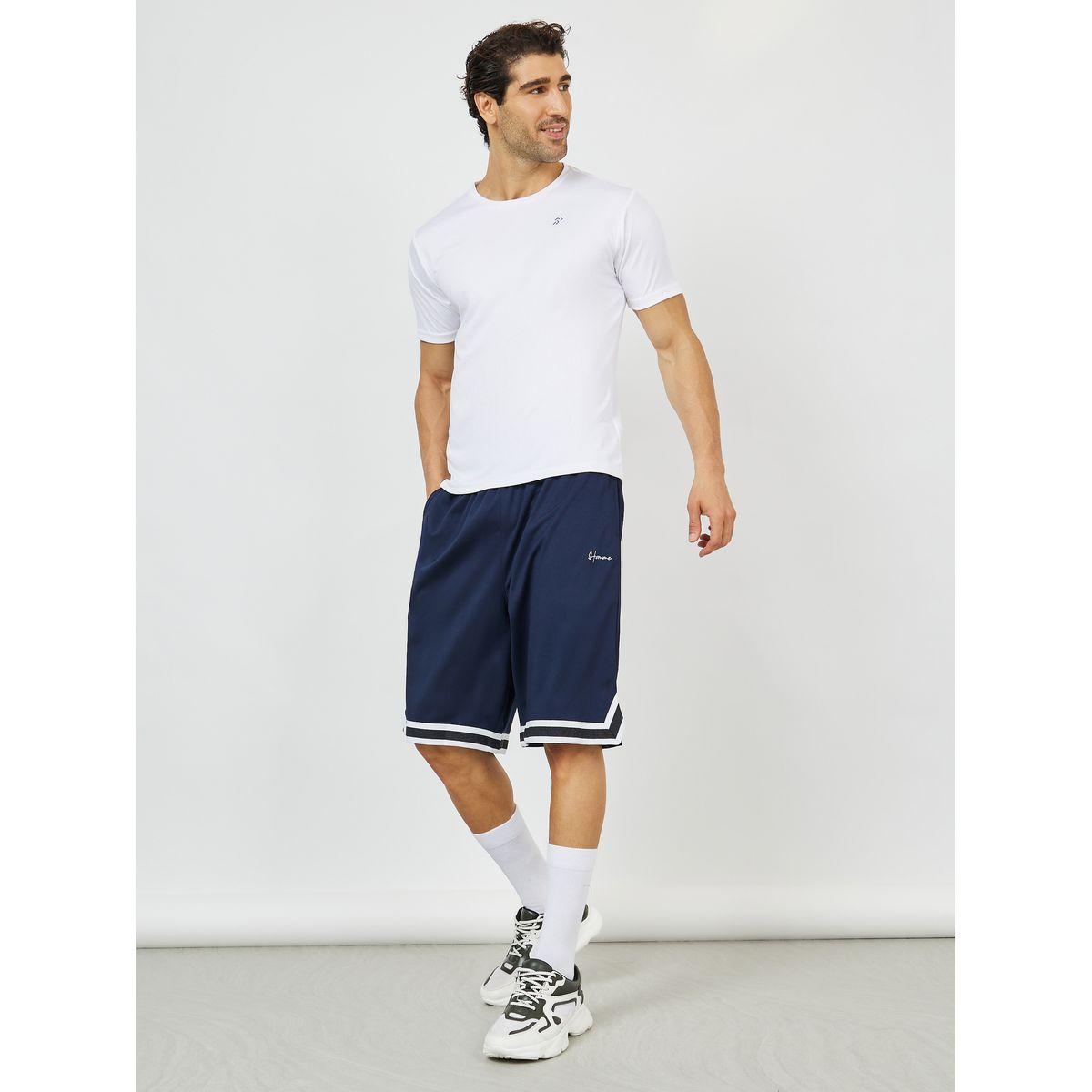 Styli Active Ultra Soft Micro Poly Contrast Tape Detail Hem Basketball Shorts-sports-men-clothing-bottoms-image-2
