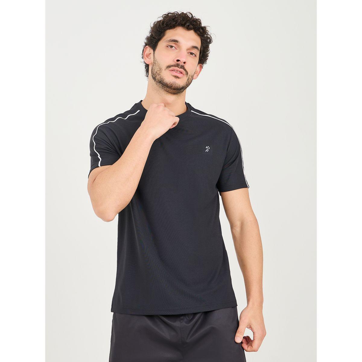 Styli Active Micro Pique Knit Contrast Overlock Seam Workout T-shirt-men-clothing-sportswearandactivewear-tshirtsandpolos-image-3