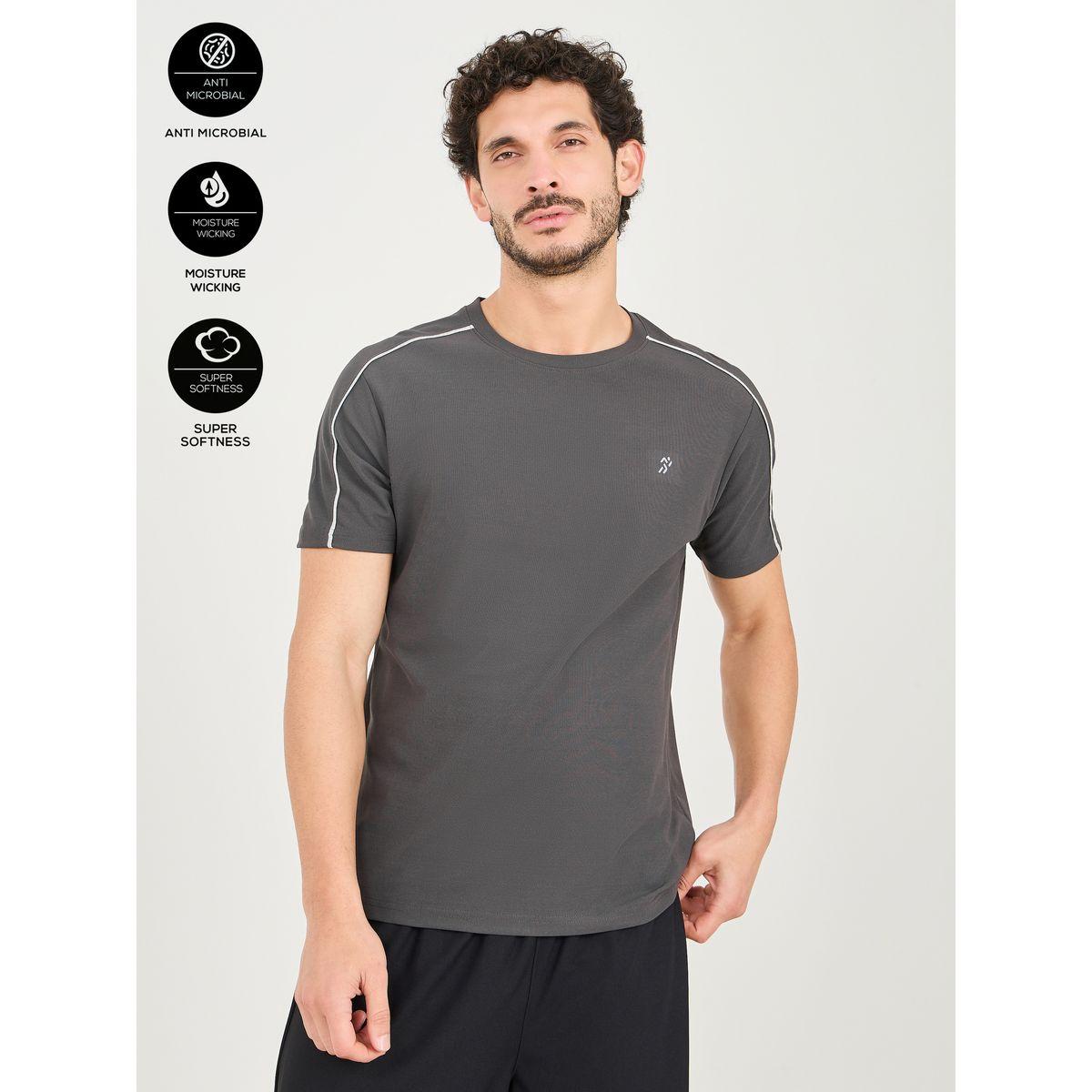 Styli Active Micro Pique Knit Contrast Overlock Seam Workout T-shirt-men-clothing-sportswearandactivewear-tshirtsandpolos-image-1
