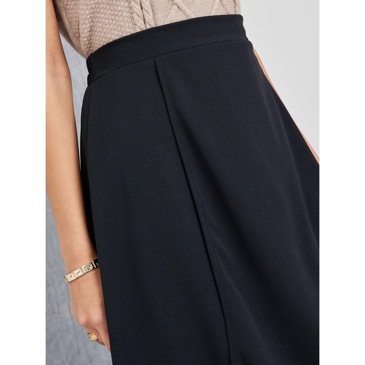 Styli Solid Wrap Front Skirt with Elasticated Waistband-women-clothing-bottoms-skirts-image-3