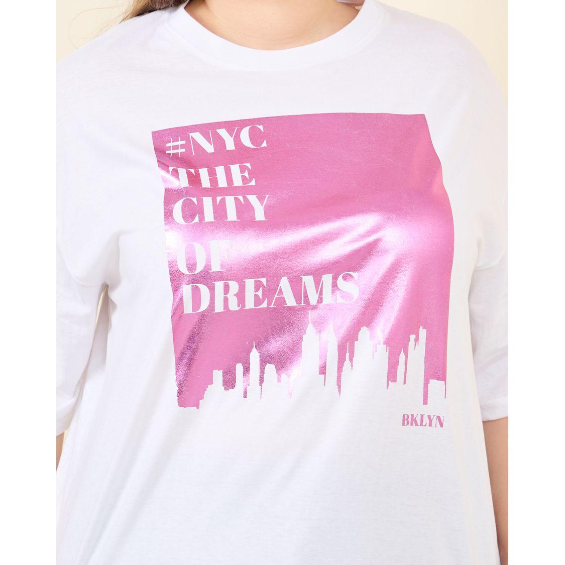 Styli Plus Oversized New York Foil Print Longline T-shirt-women-clothing-tshirts-image-3
