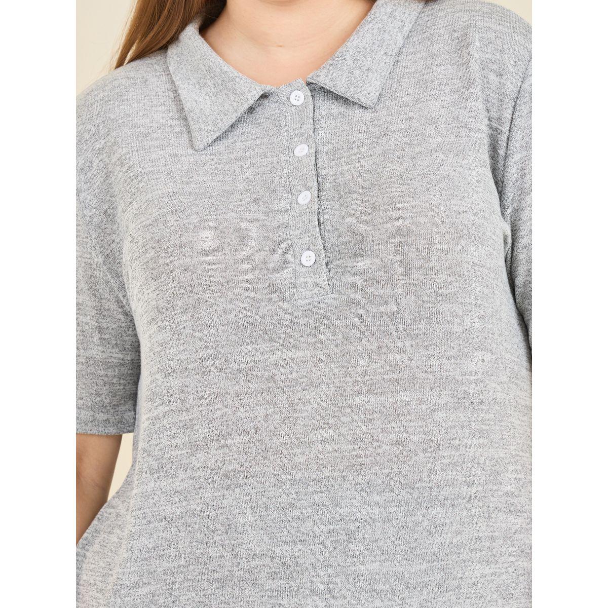 Styli Unwind Plus Melange Polo T-shirt and Pant Lounge Set-women-clothing-nightwear-pyjamas-longsets-image-3