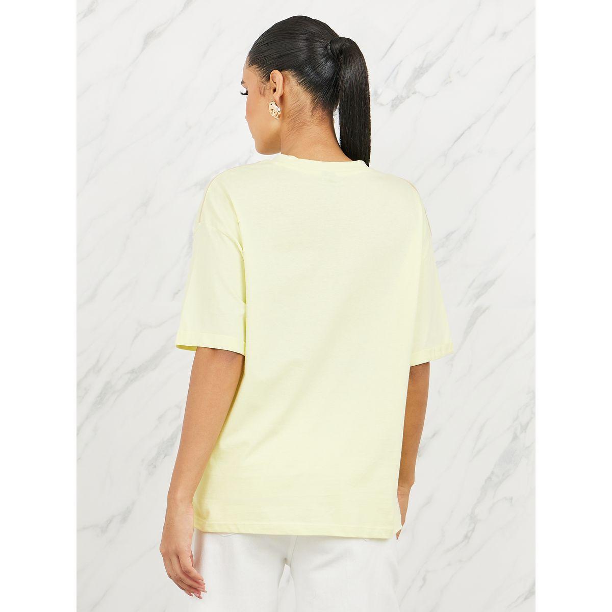 Styli Oversized Embroidered Slogan Binding Trim T-shirt-women-clothing-tshirts-image-4