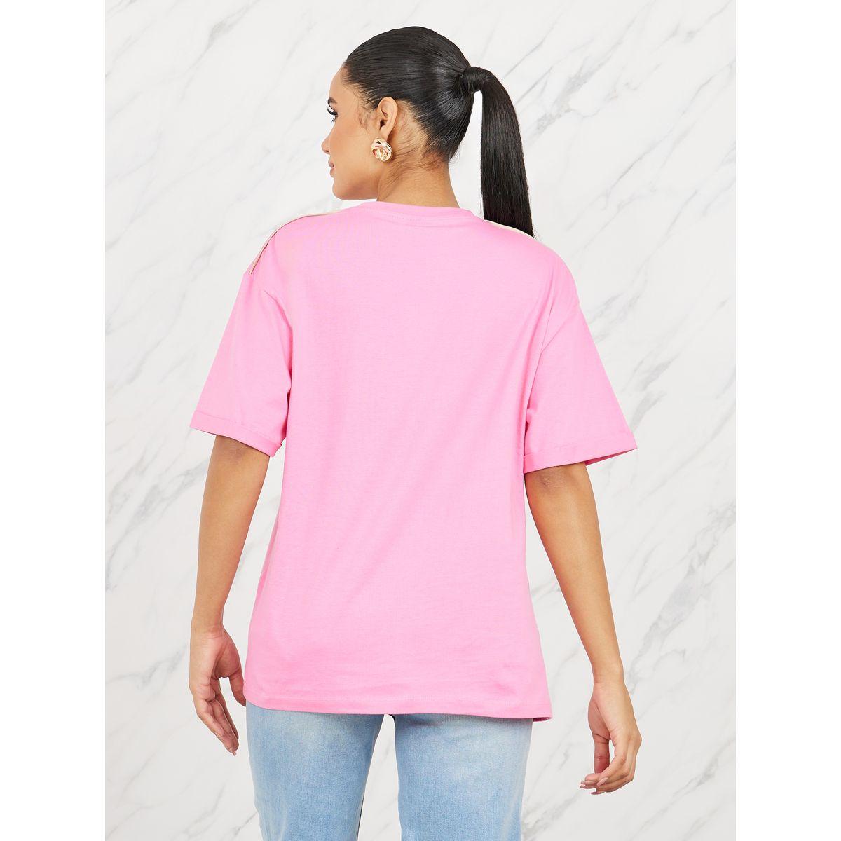 تيشيرت واسع مطبع بطبعة كتابة-women-clothing-tshirts-image-4