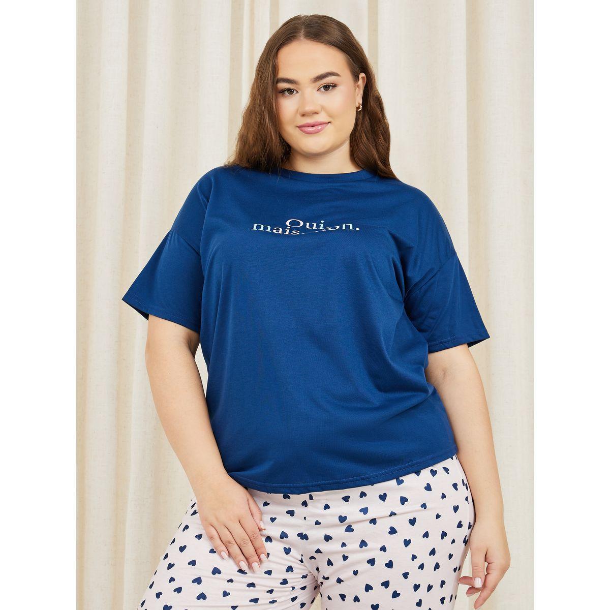 طقم من بنطال بيجاما وتيشيرت بمقاس كبير-women-clothing-nightwear-pyjamas-longsets-image-2