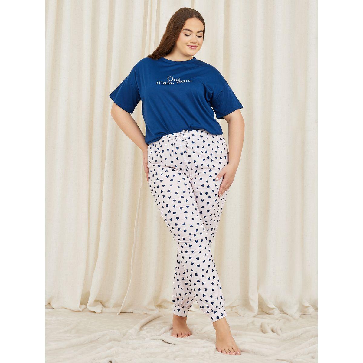 طقم من بنطال بيجاما وتيشيرت بمقاس كبير-women-clothing-nightwear-pyjamas-longsets-image-4