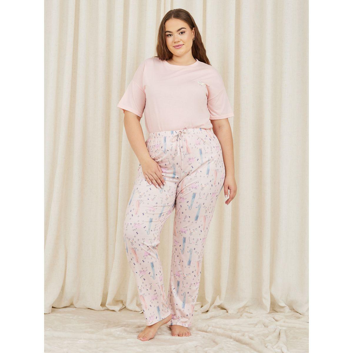 Styli Unwind Plus Puppy Print T-shirt and AOP Pyjama Set-women-clothing-nightwear-pyjamas-longsets-image-4
