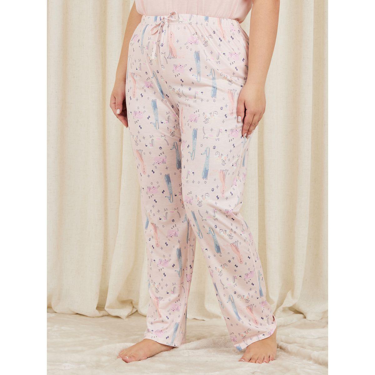 Styli Unwind Plus Puppy Print T-shirt and AOP Pyjama Set-women-clothing-nightwear-pyjamas-longsets-image-5